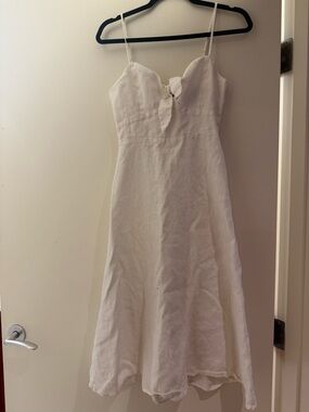 Reformation White Linen Tie-Front Dress